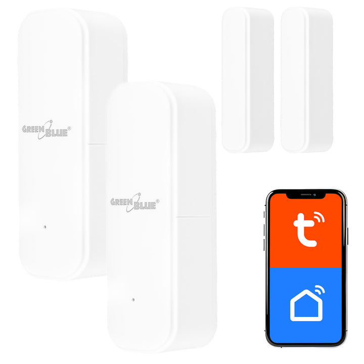 Draadloze reedschakelaar / WiFi-openingssensor van GreenBlue, Android/iOS, voor deuren / ramen, 3,0 V DC, LR03x2, GB479 W, 2 sets