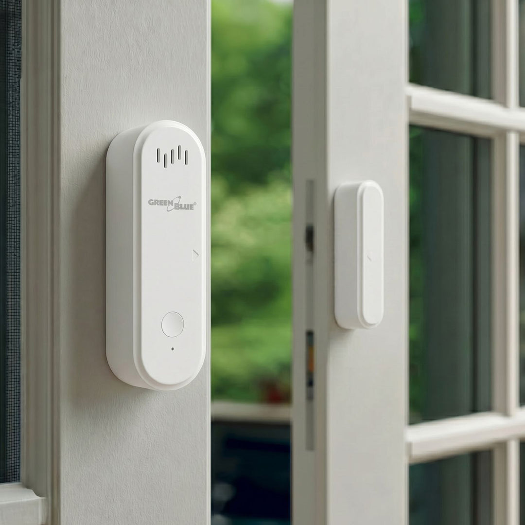 Draadloze reedschakelaar / WiFi-openingssensor van GreenBlue, Android/iOS, voor deuren / ramen, 3,0 V DC, LR03x2, met alarm, GB478, 2 sets