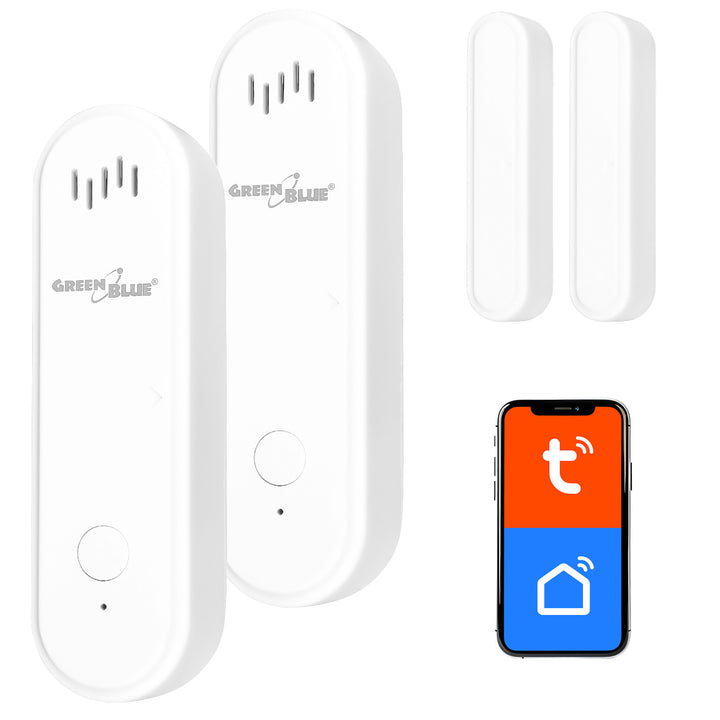 Draadloze reedschakelaar / WiFi-openingssensor van GreenBlue, Android/iOS, voor deuren / ramen, 3,0 V DC, LR03x2, met alarm, GB478, 2 sets