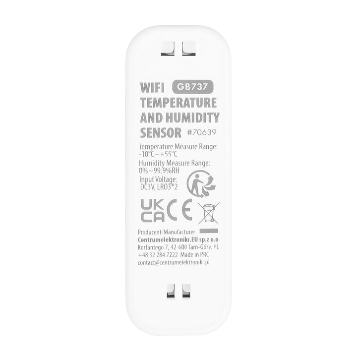 GreenBlue WiFi-temperatuur- en vochtigheidssensor, Android/iOS/Alexa/Google Home, 3,0 V DC, LR03x2, GB737, 2 stuks