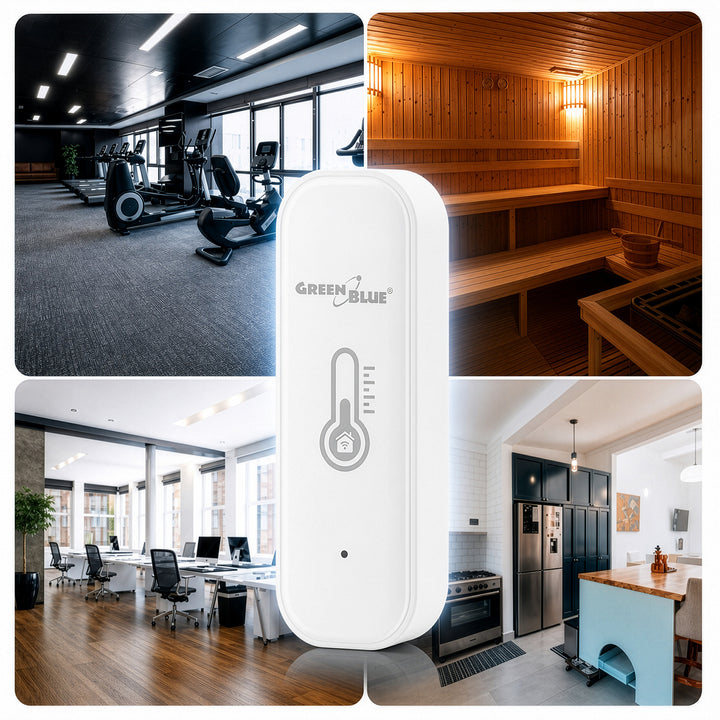 GreenBlue WiFi-temperatuur- en vochtigheidssensor, Android/iOS/Alexa/Google Home, 3,0 V DC, LR03x2, GB737, 2 stuks