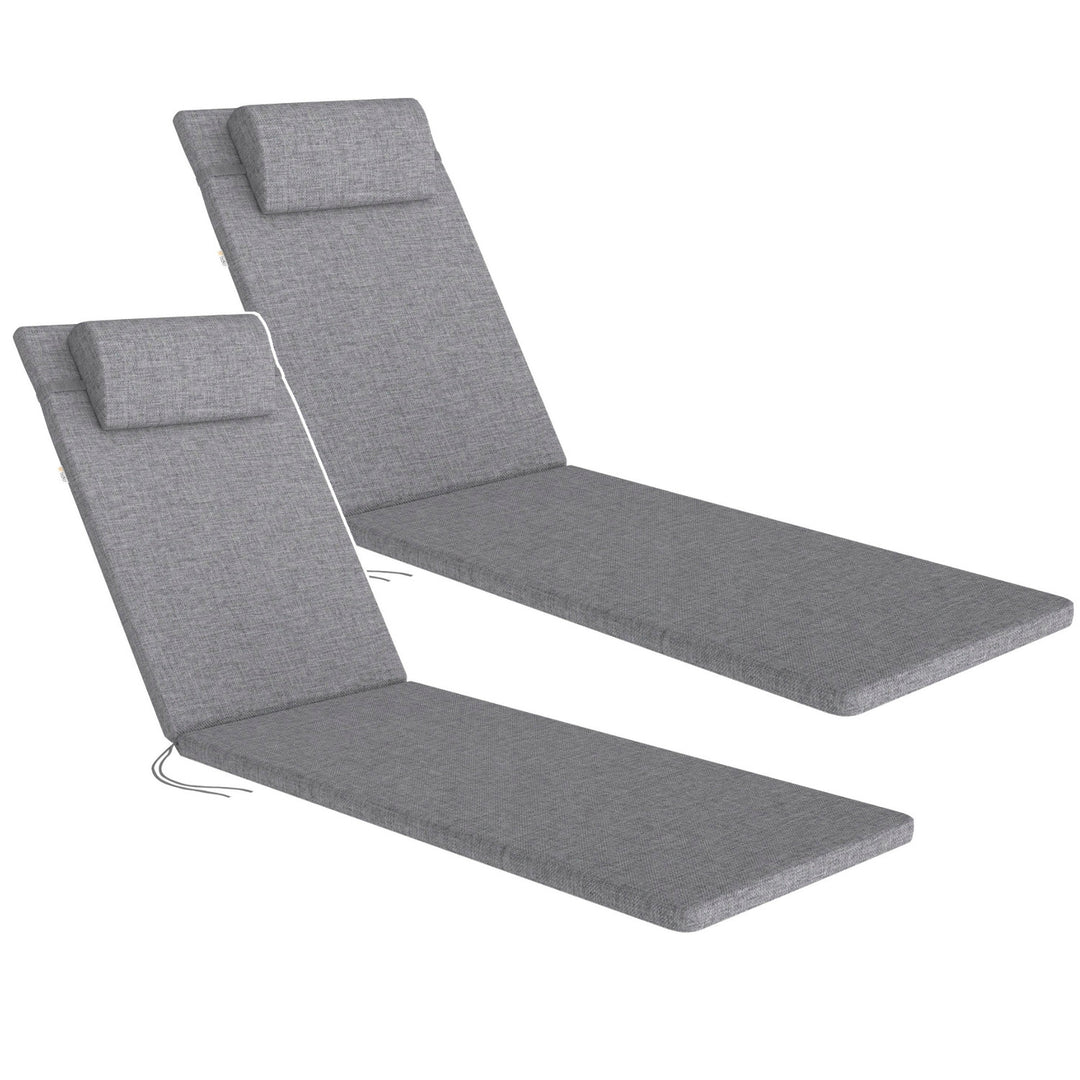 Kussen voor ligstoel Madera, kleur grijs, stof S-550 melange, afmetingen 190 x 55 cm, bevestiging met elastische band, waterafstotend, melange S-23, 2 stuks