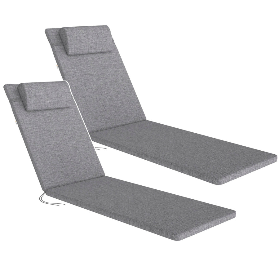 Kussen voor ligstoel Madera, kleur grijs, stof S-550 melange, afmetingen 190 x 55 cm, bevestiging met elastische band, waterafstotend, melange S-23, 2 stuks
