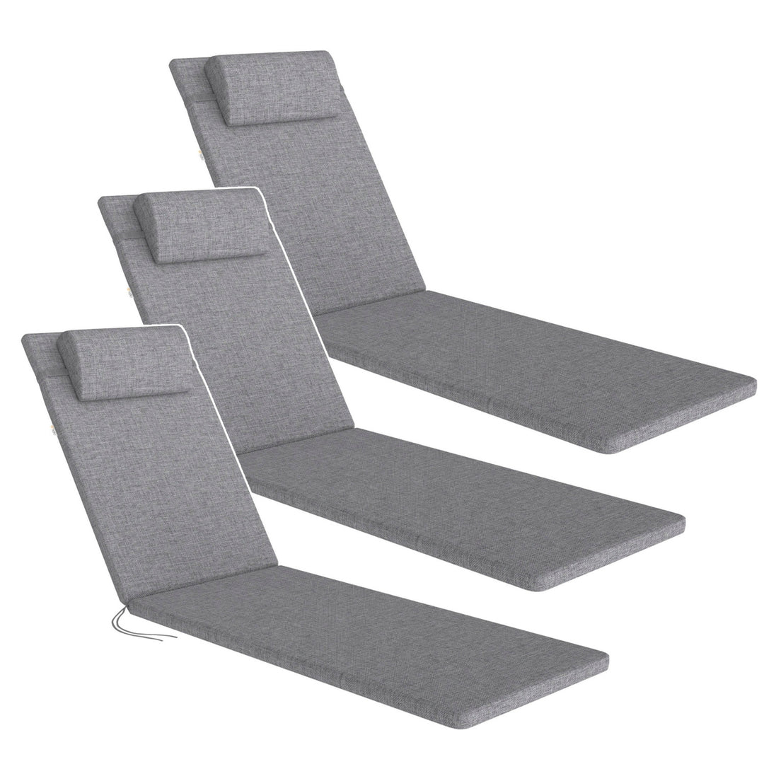 Kussen voor ligstoel Madera, kleur grijs, stof S-550 melange, afmetingen 190 x 55 cm, bevestiging met elastische band, waterafstotend, melange S-23, 3 stuks