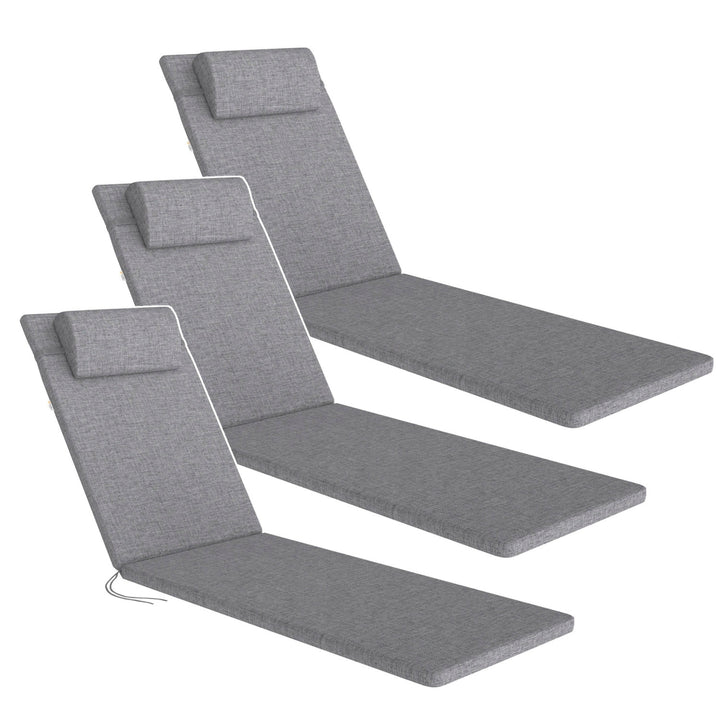 Kussen voor ligstoel Madera, kleur grijs, stof S-550 melange, afmetingen 190 x 55 cm, bevestiging met elastische band, waterafstotend, melange S-23, 3 stuks
