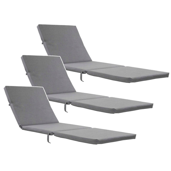Kussen voor ligstoel Daytona, kleur grijs, stof S-550 Melange, afmetingen 192 x 64 cm, bevestiging met elastische band, waterdicht, Melange S-23, 3 stuks