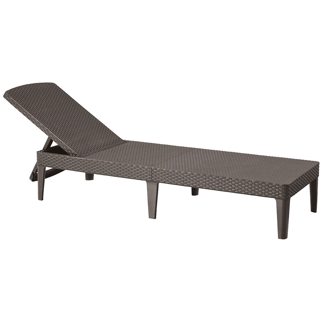 Verstelbare tuinligstoel Jaipur Sun Lounger, bruin + kussen voor de Jaipur-ligstoel, kleur donkergrijs, stof S-500, afmetingen 190 x 60 cm
