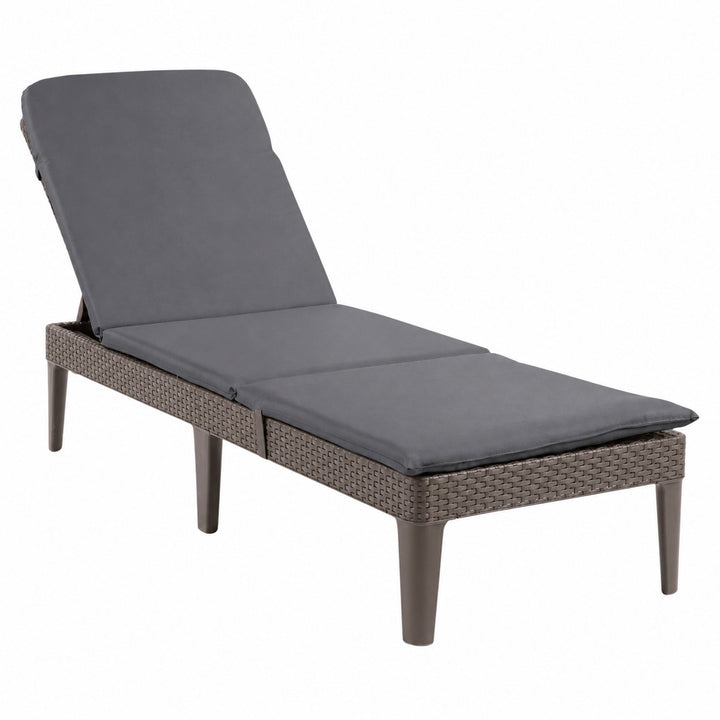 Verstelbare tuinligstoel Jaipur Sun Lounger, bruin + kussen voor de Jaipur-ligstoel, kleur donkergrijs, stof S-500, afmetingen 190 x 60 cm