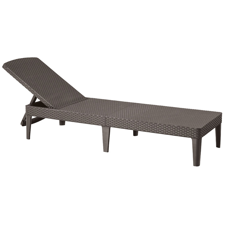 Verstelbare tuinligstoel Jaipur Sun Lounger, bruin + kussen voor de Jaipur-ligstoel, kleur beige, stof S-550 Melange, afmetingen 190 x 60 cm