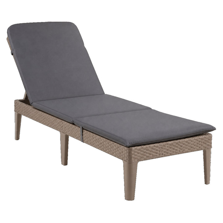 Verstelbare tuinligstoel Jaipur Sun Lounger cappuccino + kussen voor de Jaipur-ligstoel, kleur donkergrijs, stof S-500, afmetingen 190 x 60 cm