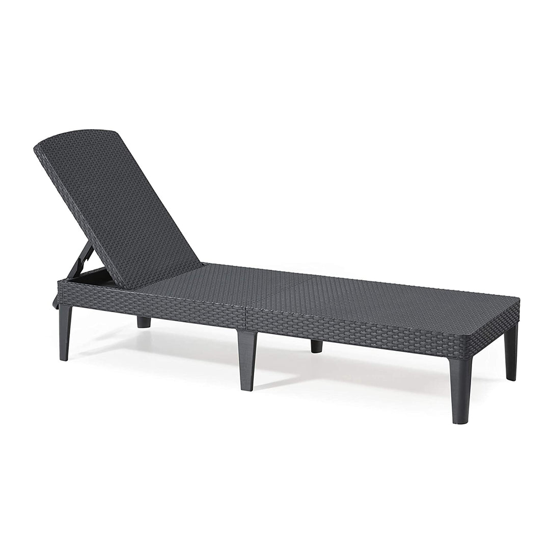 Verstelbare tuinligstoel Jaipur Sun Lounger, grafietkleurig + kussen voor de Jaipur-ligstoel, donkergrijs, stof S-500, afmetingen 190 x 60 cm