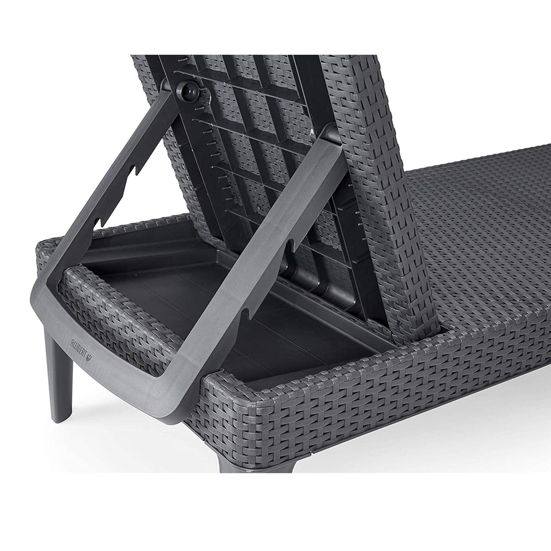 Verstelbare tuinligstoel Jaipur Sun Lounger, grafietkleurig + kussen voor de Jaipur-ligstoel, donkergrijs, stof S-500, afmetingen 190 x 60 cm