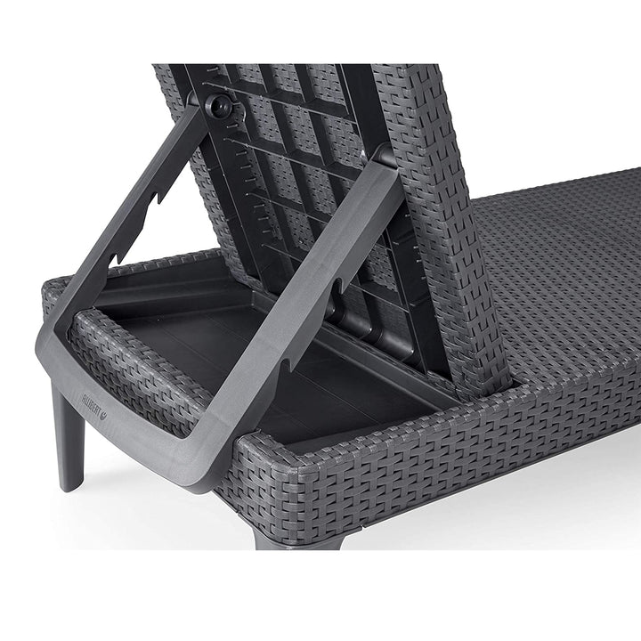 Verstelbare tuinligstoel Jaipur Sun Lounger, grafietkleurig + kussen voor de Jaipur-ligstoel, donkergrijs, stof S-500, afmetingen 190 x 60 cm