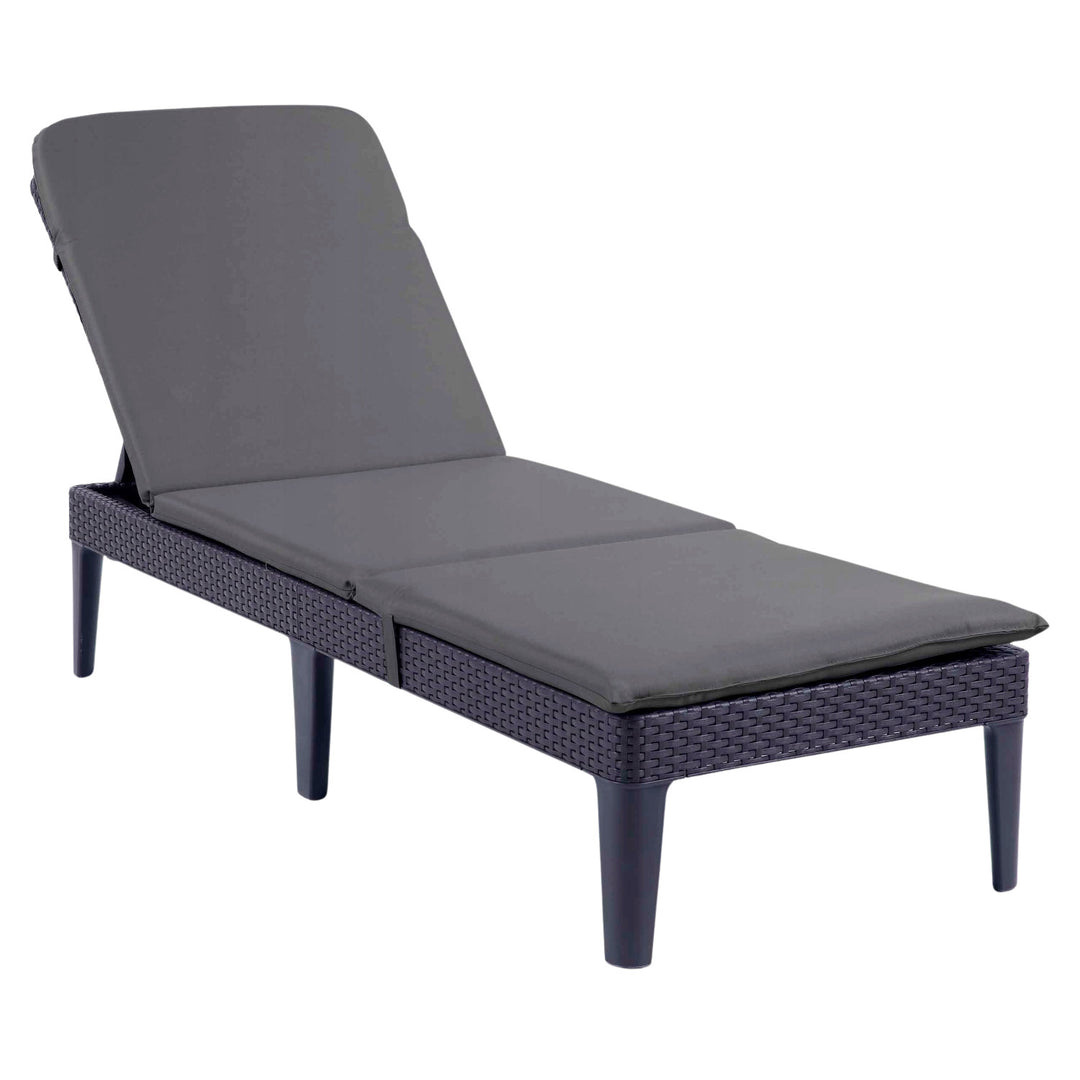 Verstelbare tuinligstoel Jaipur Sun Lounger, grafietkleurig + kussen voor de Jaipur-ligstoel, donkergrijs, stof S-500, afmetingen 190 x 60 cm