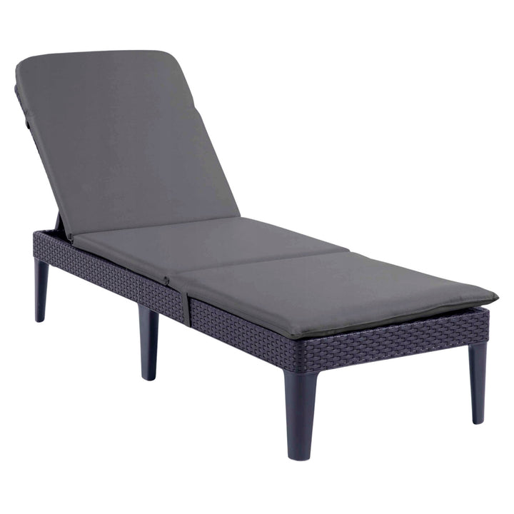 Verstelbare tuinligstoel Jaipur Sun Lounger, grafietkleurig + kussen voor de Jaipur-ligstoel, donkergrijs, stof S-500, afmetingen 190 x 60 cm