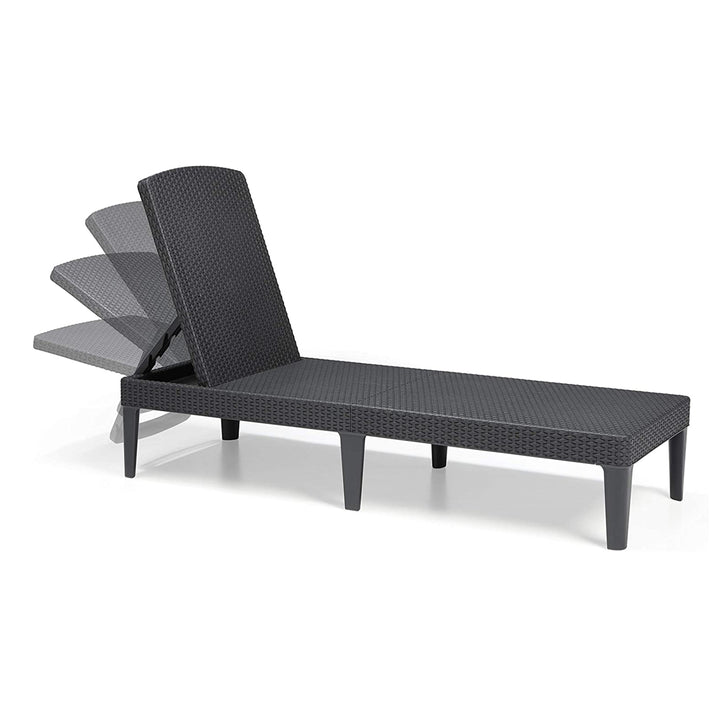 Verstelbare tuinligstoel Jaipur Sun Lounger, grafietkleurig + kussen voor de Jaipur-ligstoel, beige, stof S-550 Melange, afmetingen 190 x 60 cm