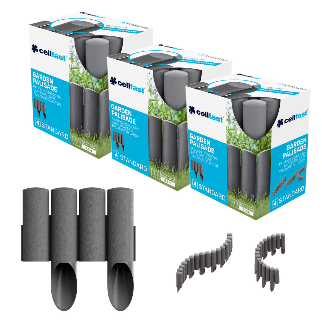 Cellfast tuinpalisade, houtlook, vorstbestendig, lengte 6,9 m, kleur grafiet, 34-044