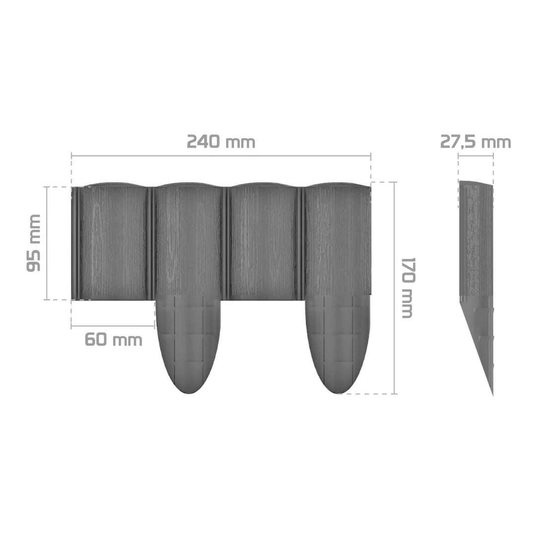 Cellfast tuinpalisade, houtlook, vorstbestendig, lengte 7,2 m, kleur grafiet, 34-054