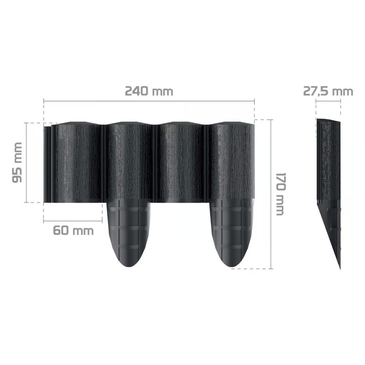 Cellfast tuinpalisade, houtlook, vorstbestendig, lengte 7,2 m, kleur antraciet, 34-032