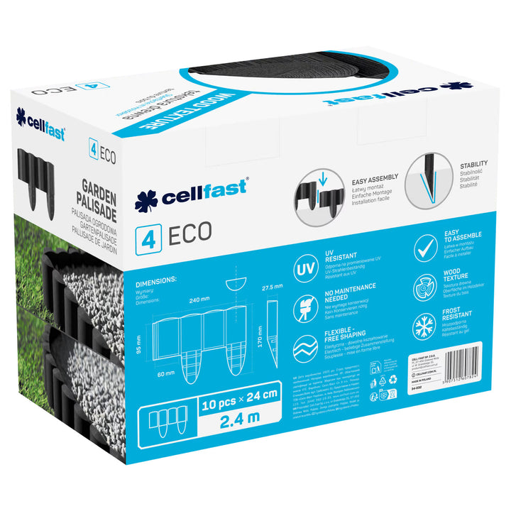 Cellfast tuinpalisade, houtlook, vorstbestendig, lengte 7,2 m, kleur antraciet, 34-032