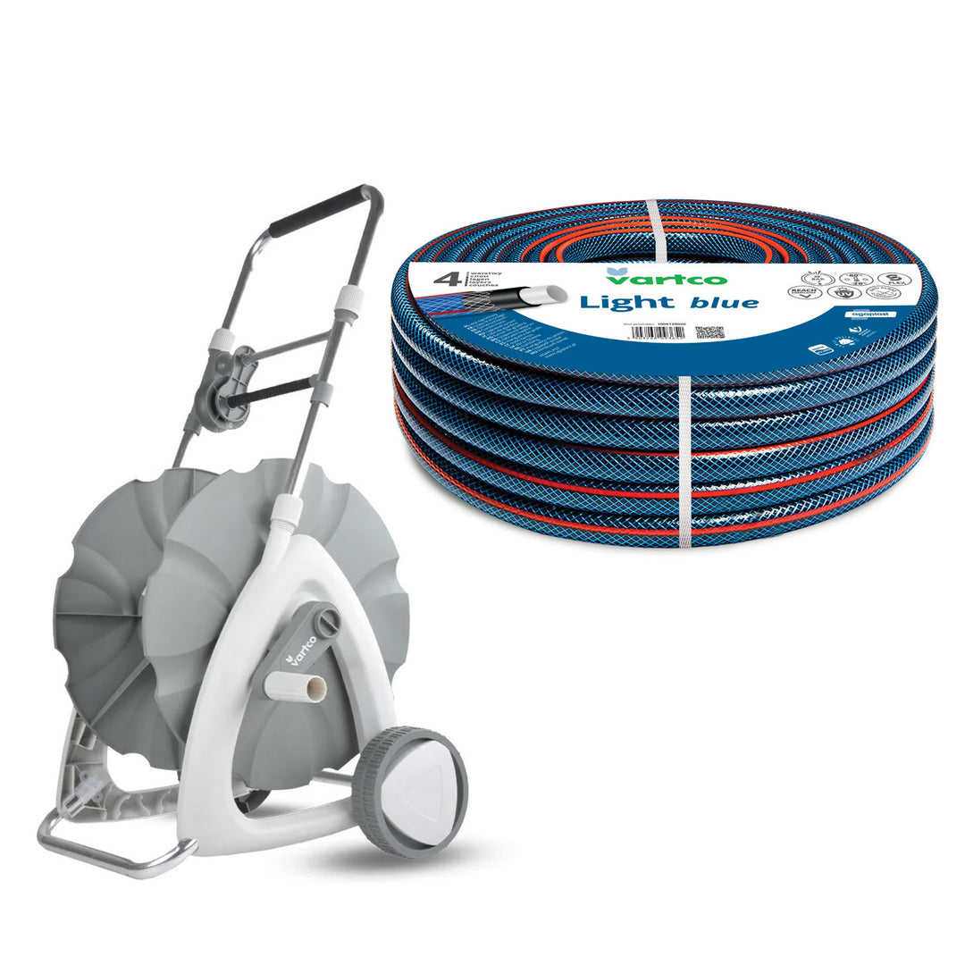 Tuinslangwagen 1/2" 45 m + Vartco Light Blue tuinslang 1/2" 30 m Agaplast