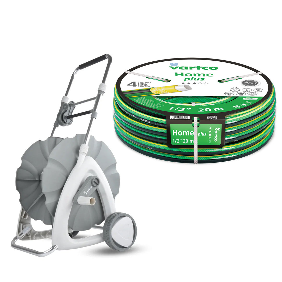 Tuinslangwagen 1/2" 45 m + Vartco Home Plus-tuinslang 1/2" 20 m Agaplast