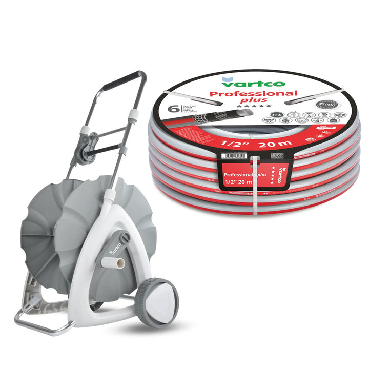 Tuinslangwagen 1/2" 45 m + Vartco Professional Plus-tuinslang 1/2" 20 m Agaplast