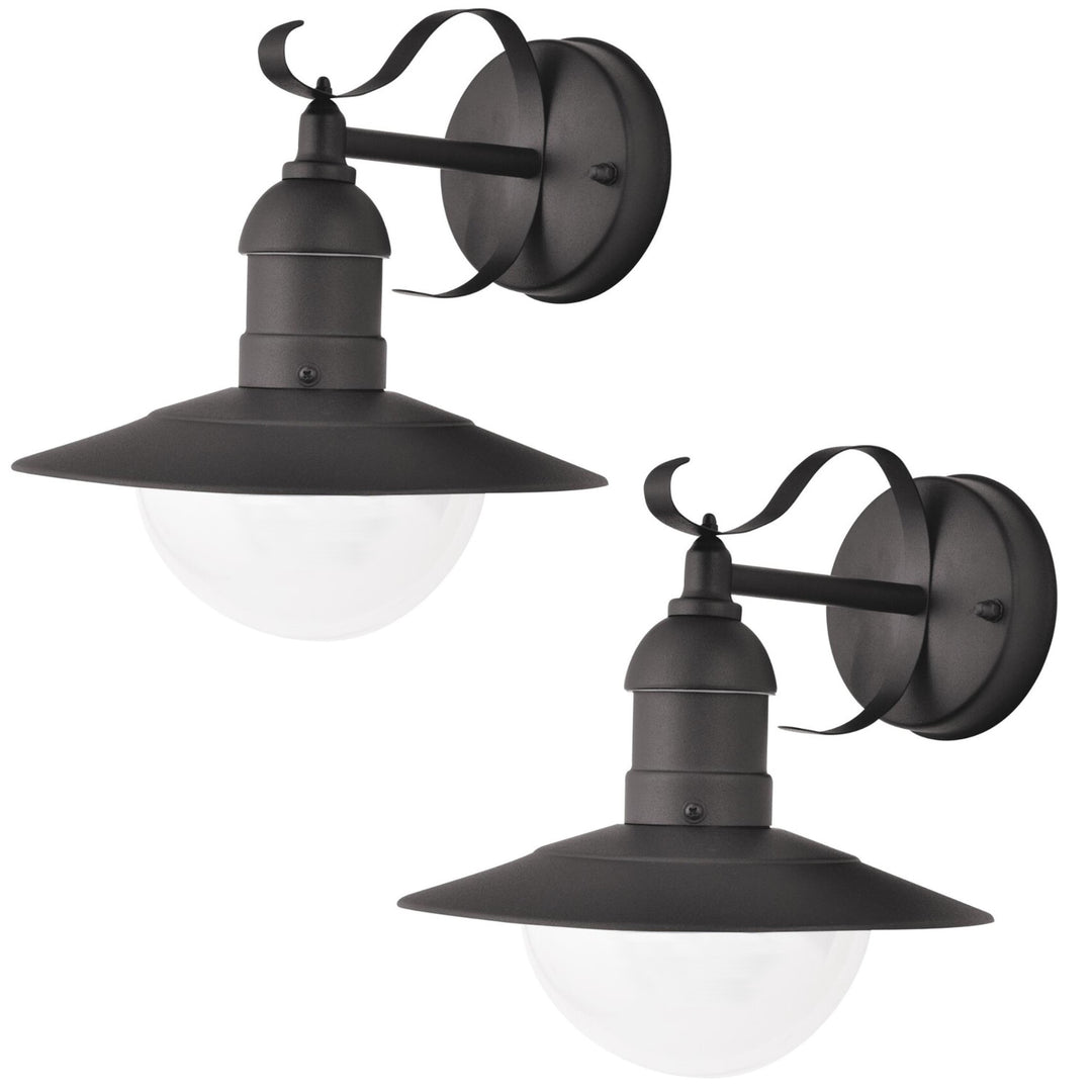 Rabalux Oslo tuinwandlamp voor aan de gevel, zwart, E27, max. 60 W, IP43, 230 V, 2 stuks