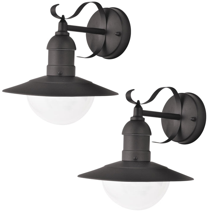 Rabalux Oslo tuinwandlamp voor aan de gevel, zwart, E27, max. 60 W, IP43, 230 V, 2 stuks