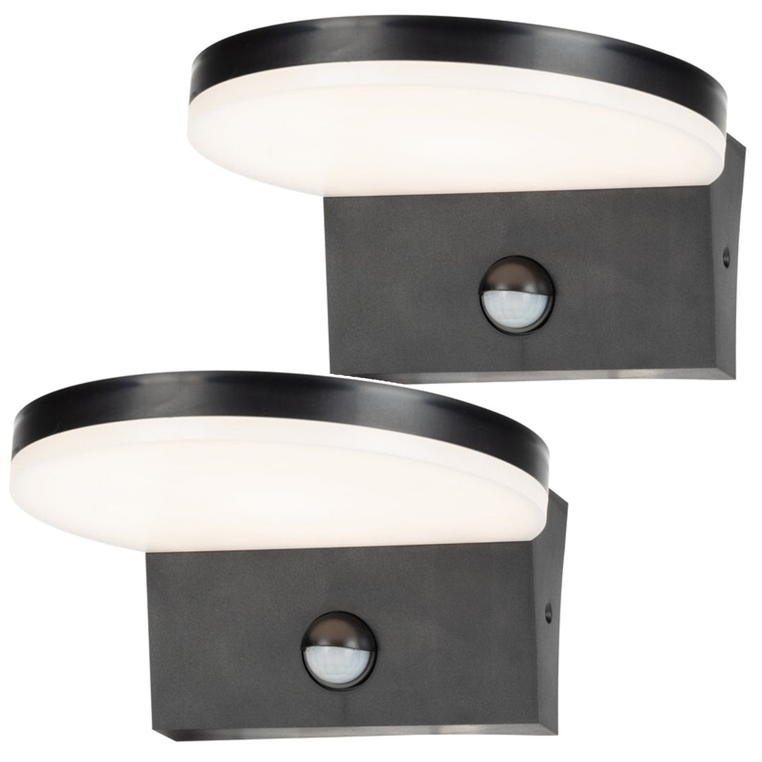 Rabalux buitenwandlamp, bewegingssensor, 9 W, zwart, Batida, 2 stuks