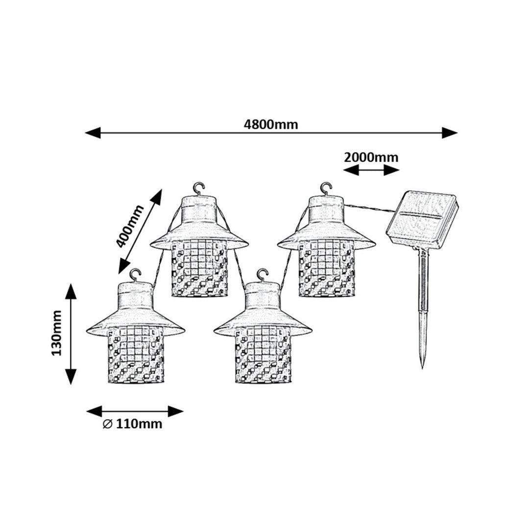 Rabalux-zonnelampen, 4 armaturen, voor buiten, IP44, zwart, Ximpu, 2 sets