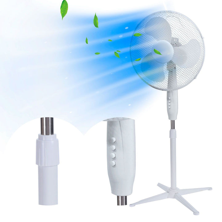 Extralink-staande ventilator, kleur wit, 3 bladen, 3 snelheidsstanden, vermogen 45 W, instelbare hellingshoek, ESF-40D-WH