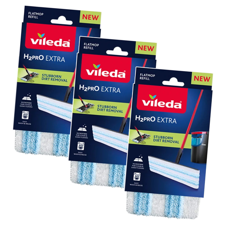 Vileda H2prO-mopdoek voor platte mop, van microvezel, machinewasbaar, 175786, 3 stuks