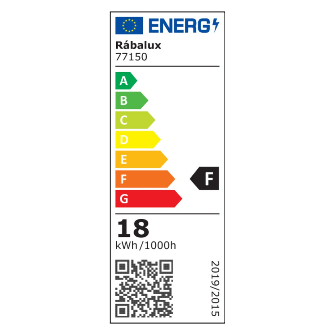 Rabalux Rapla2 LED-lamp 18 W, zwart, IP65, energieklasse F, instelbare lichtkleur 2700, 4000, 6500 K, 77150