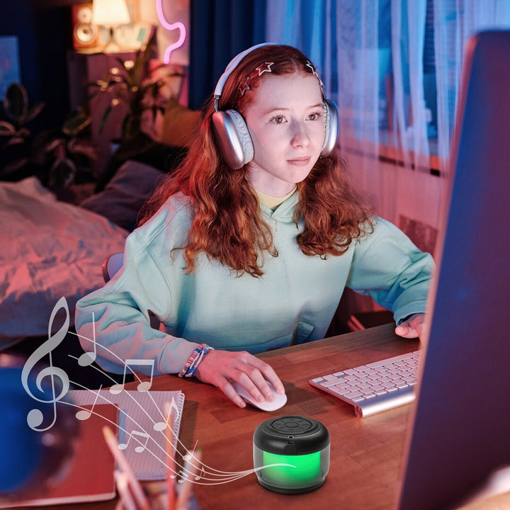 Rabalux Radelia bureaulamp, Bluetooth-luidspreker, RGB, zwart, IP20, accu, 76110