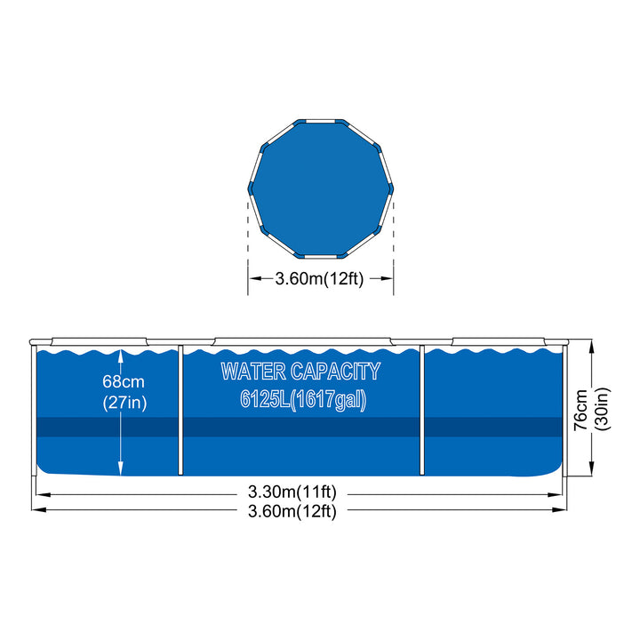 AVENLI rond framezwembad 366x76, set met een inhoud van 6125 l
