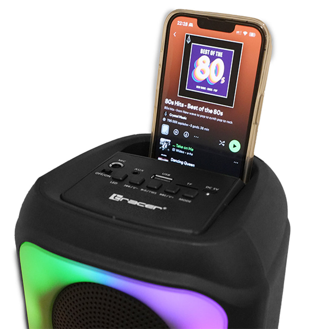 Tracer draadloze luidspreker, Bluetooth 5.0, RMS-vermogen 20 W, karaokemodus, microfoon, Powervox P2 TWS