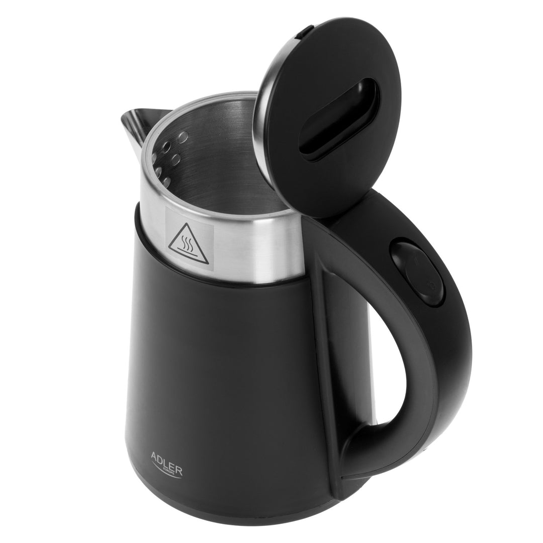 Adler waterkoker, van metaal, 0,6 l, stil, vermogen 800 W, zwart. AD 1372