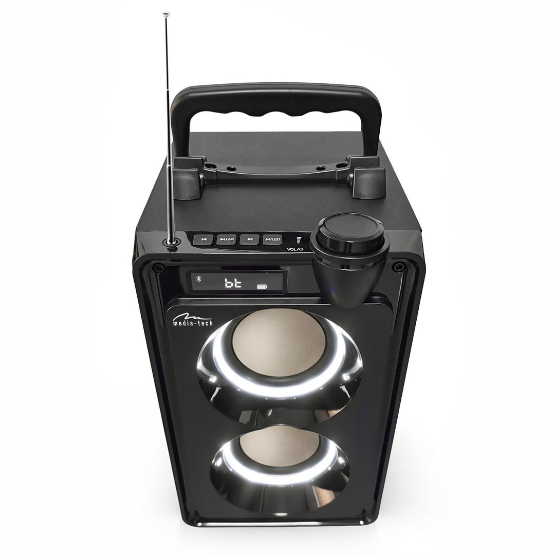 Draagbare Bluetooth-luidspreker OVERBOX MT3186, FM-radio, ondersteuning voor SD-kaarten en USB, RMS-vermogen 30 W, Mediatech