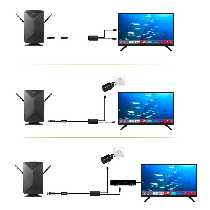 Actieve antenne, voor binnen, voor buiten, DVB-T2, 4K-terrestrische tv, Vayox