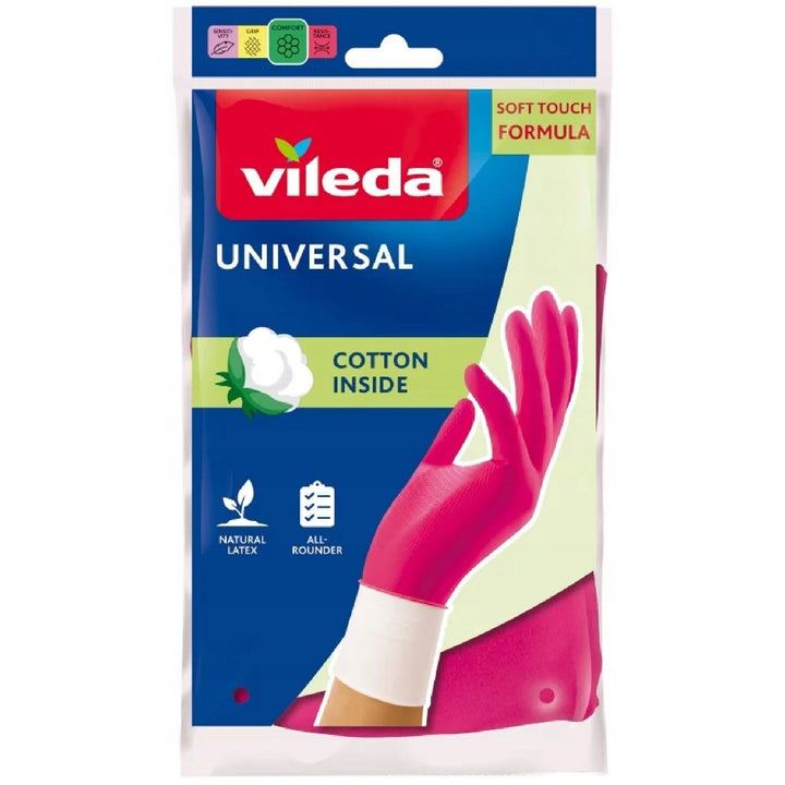 Set met Ultramax-vlakmop + Universal-handschoenen + 2 Glitzi-schuursponsjes van Vileda, Contactloos uitperssysteem, Twee soorten vezels, 177453