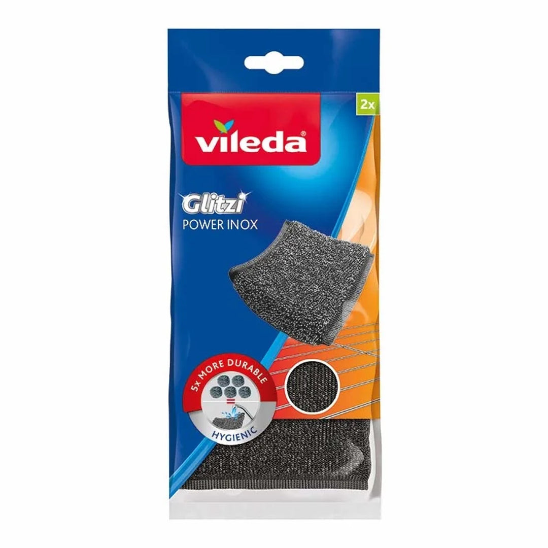 Set met Ultramax-vlakmop + Universal-handschoenen + 2 Glitzi-schuursponsjes van Vileda, Contactloos uitperssysteem, Twee soorten vezels, 177453