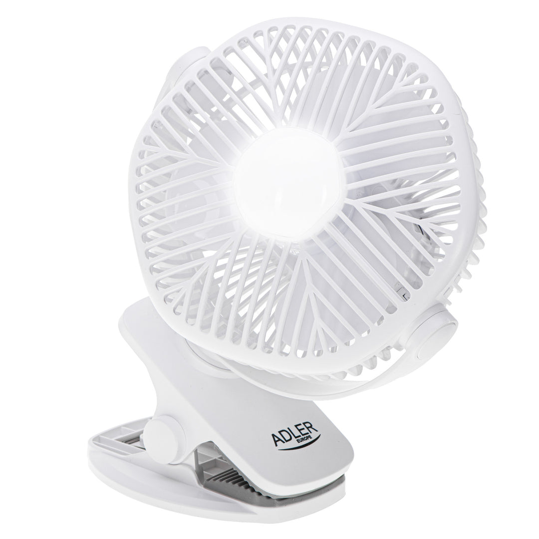 5"/12,7 cm accuventilator met clip - USB / LED, AD 7335, Adler