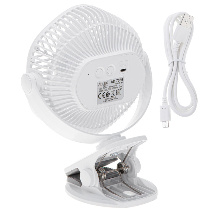 5"/12,7 cm accuventilator met clip - USB / LED, AD 7335, Adler