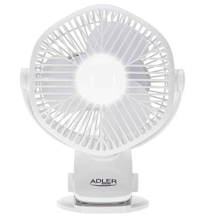 5"/12,7 cm accuventilator met clip - USB / LED, AD 7335, Adler