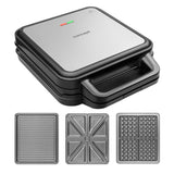 Concept-tosti-ijzer, drie verwisselbare platen, vermogen 1200 W, antiaanbaklaag, indicatielampje, SV3080