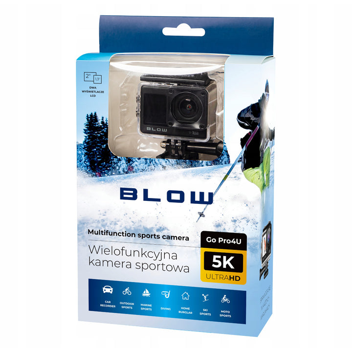 Pro4U 5K Blow-sportcamera, 5K Ultra HD-kwaliteit, 20 megapixels, groothoeklens van 160°, waterdicht, afstandsbediening, 78-568#
