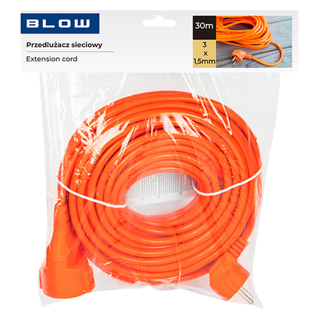 Blow-stekkerdoos, kleur oranje, lengte 30 m, geaard stopcontact, PR-160