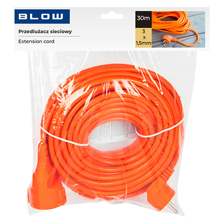Blow-stekkerdoos, kleur oranje, lengte 30 m, geaard stopcontact, PR-160