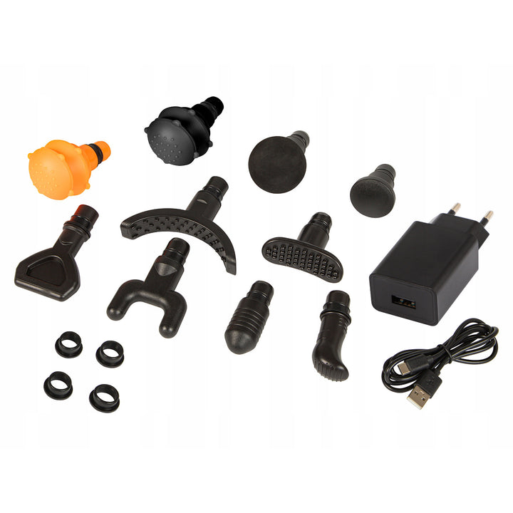 Blow-massageapparaat, 10 opzetstukken, oplader en opbergkoffer, vermogen 200 W, 30 snelheidsstanden, snelladen, 44-341